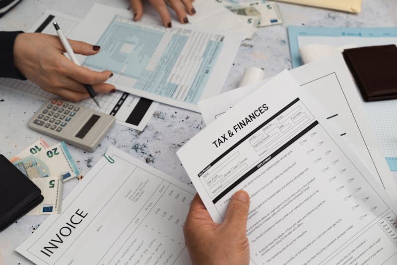 Business professionals reviewing financial information